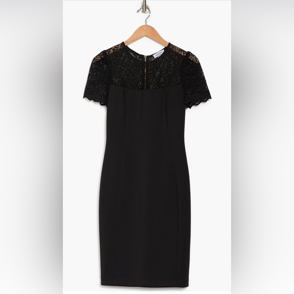 NWT Calvin Klein Lace Yoke Sheath Dress - size 8 - Picture 5 of 5